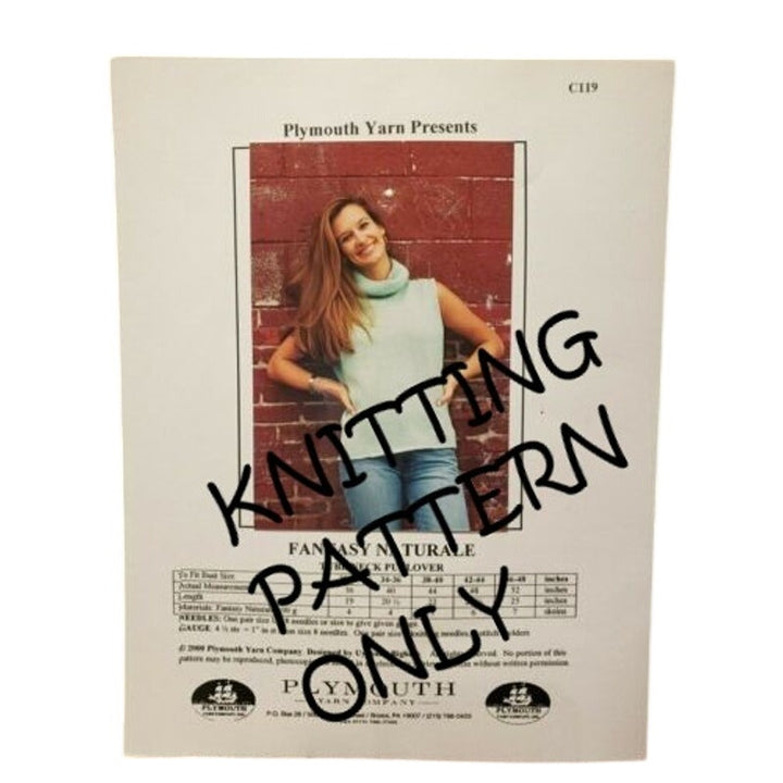 New Plymouth C119 Tube Neck Pullover Fantasy Naturale Sweater Knitting Pattern