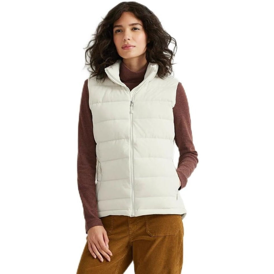 New Eddie Bauer Womens 3X Off White Vapour EB Stretch 650FP Zip Up Down Vest