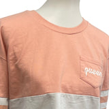 Rue 21 Womens Small PolyCotton Color Block Long Sleeve Crew Neck Cropped Shirt