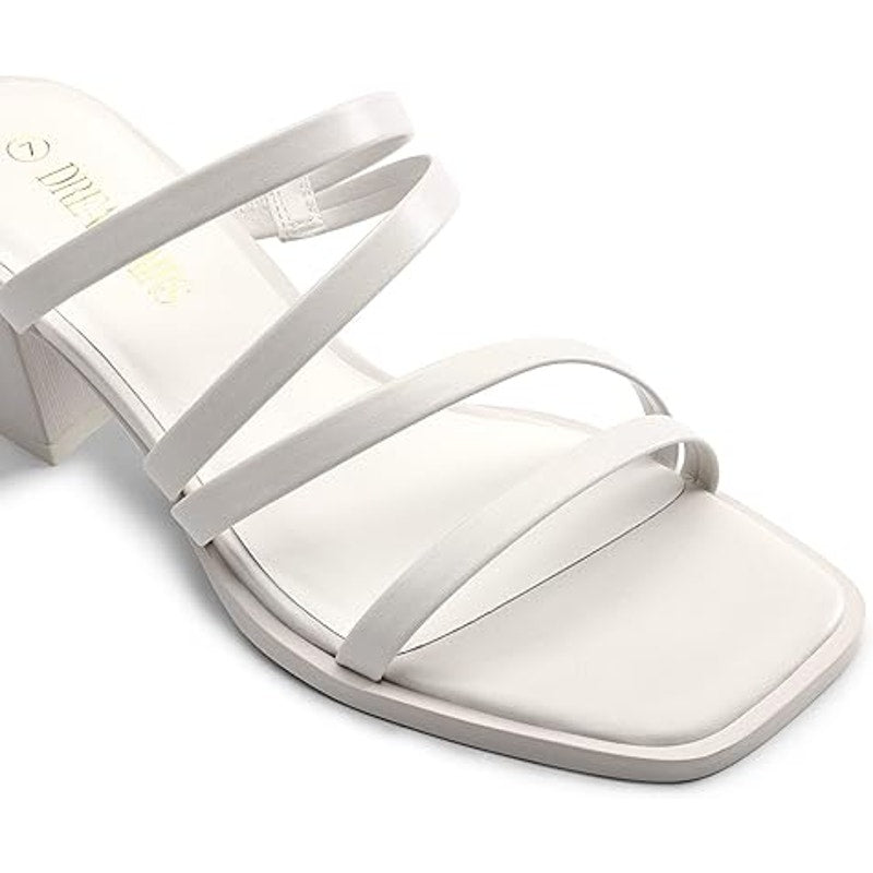 Dream Pairs Womens Size 8 White Strappy 2.5" Block Heel Open Toe Sandal Shoes