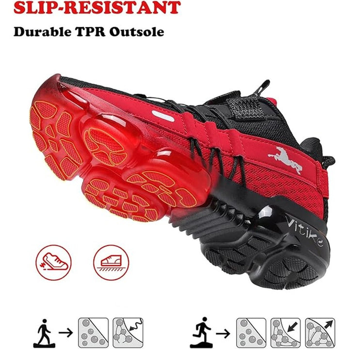 Jmfchi Sports Boys Size 4 Red Black Running Tennis Athletic Quick Lace Shoes