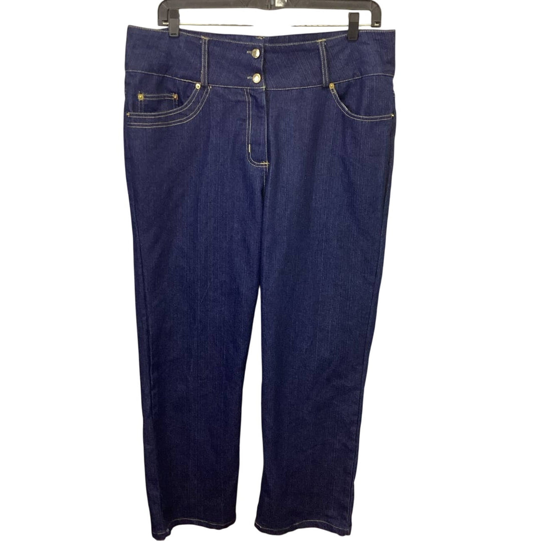 Gold Flava Womens Plus Size 20 Stretch Cotton Denim Straight Leg Blue Jeans