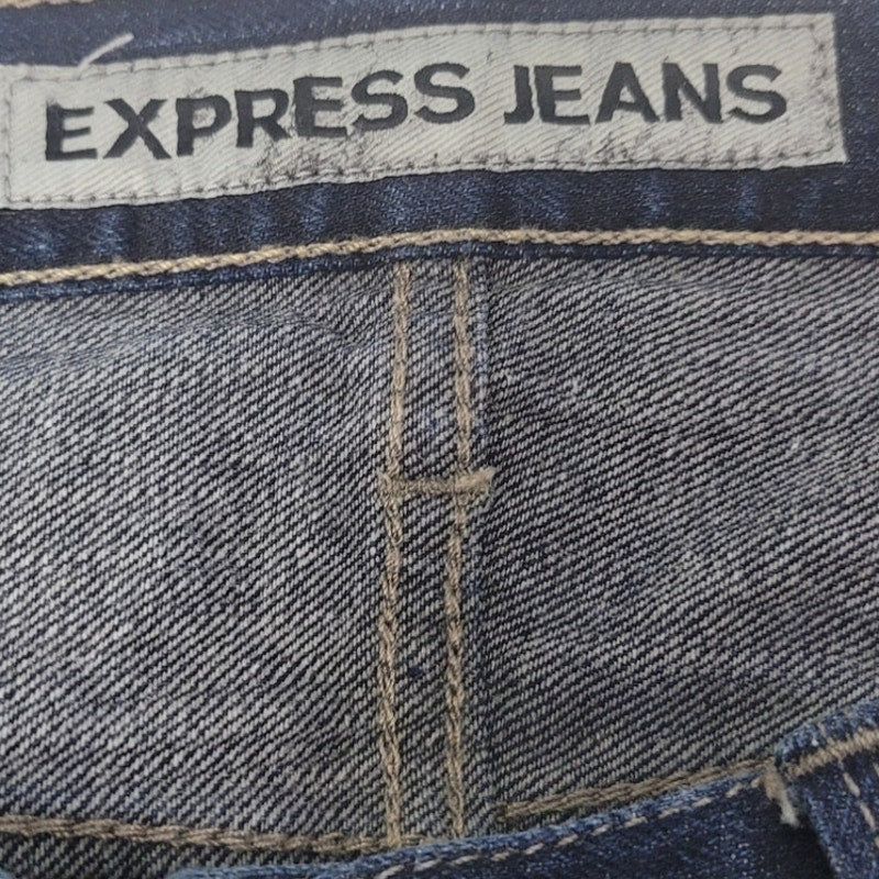 Express Jeans Mens 33x32 Rocco Slim Fit Straight Leg Factory Whiskered Jeans