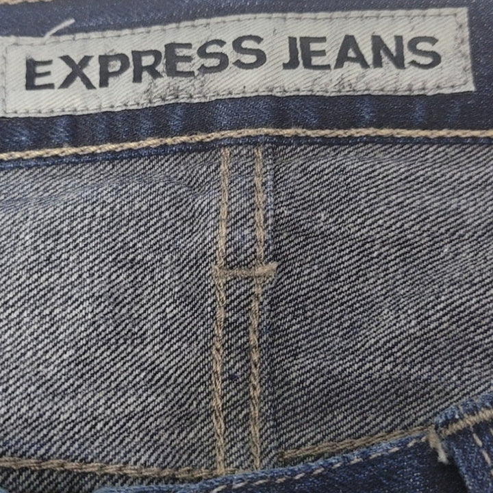 Express Jeans Mens 33x32 Rocco Slim Fit Straight Leg Factory Whiskered Jeans