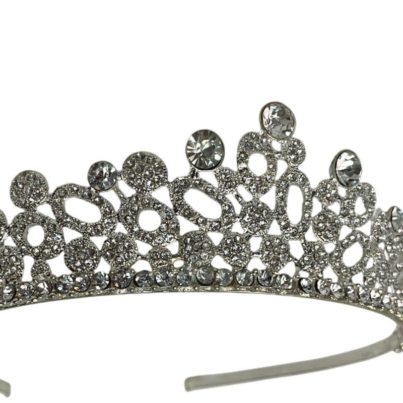 New Silver Sparkly Rhinestone Tiara Crown Bridal Quinceañera Sweet Sixteen Party