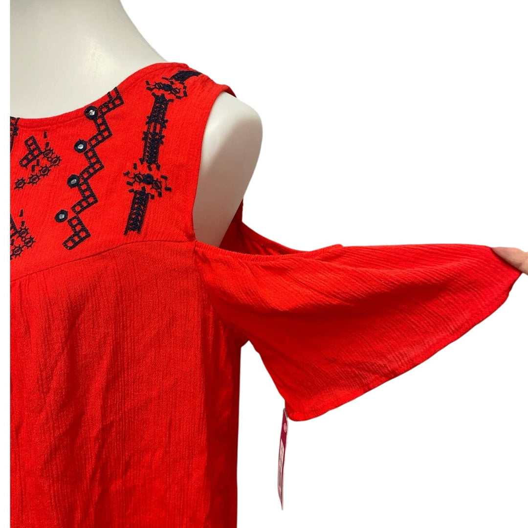 New Xhilaration Womens Large Cold Shoulder Lightweight Boho Short Sleeve Blouse