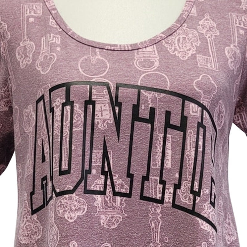 Hand Printed Upcycled Womens Small Auntie Key Floral Pattern Long Tee Shirt