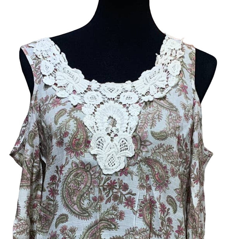 Spense Womens Medium Floral Lace Cold Shoulder Long Sleeve Rayon Blend Blouse