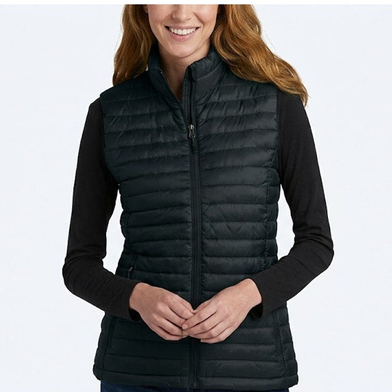 New Eddie Bauer Womens XXL Black Microlight Full Zip 650 FP Down Puffer Vest