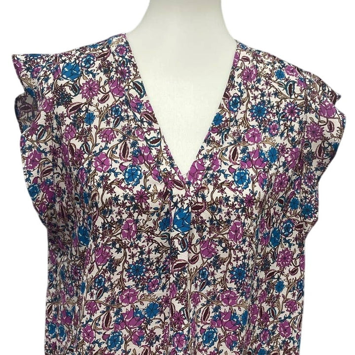 Dalia Womens XL Sleeveless V-Neck Floral Polyester Blend Vines Tank Top Blouse