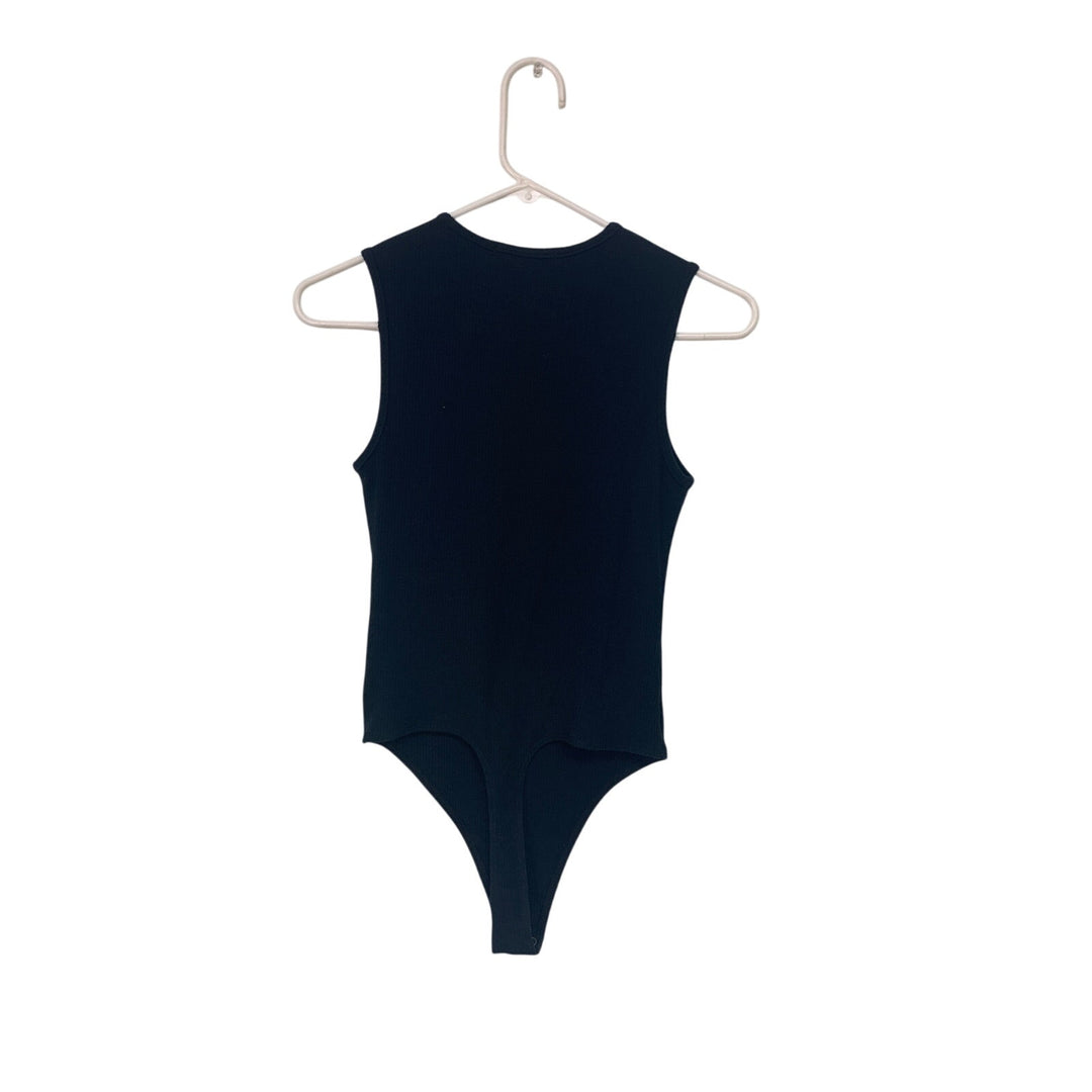 New American Eagle Womens Small Black Sleeveless Crew Neck Snap Closure Bodysuit