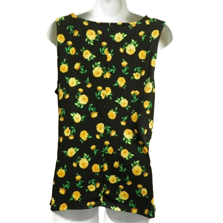 New York &amp; Company Womens Medium Yellow Floral Sleeveless PolySpandex Blouse Top