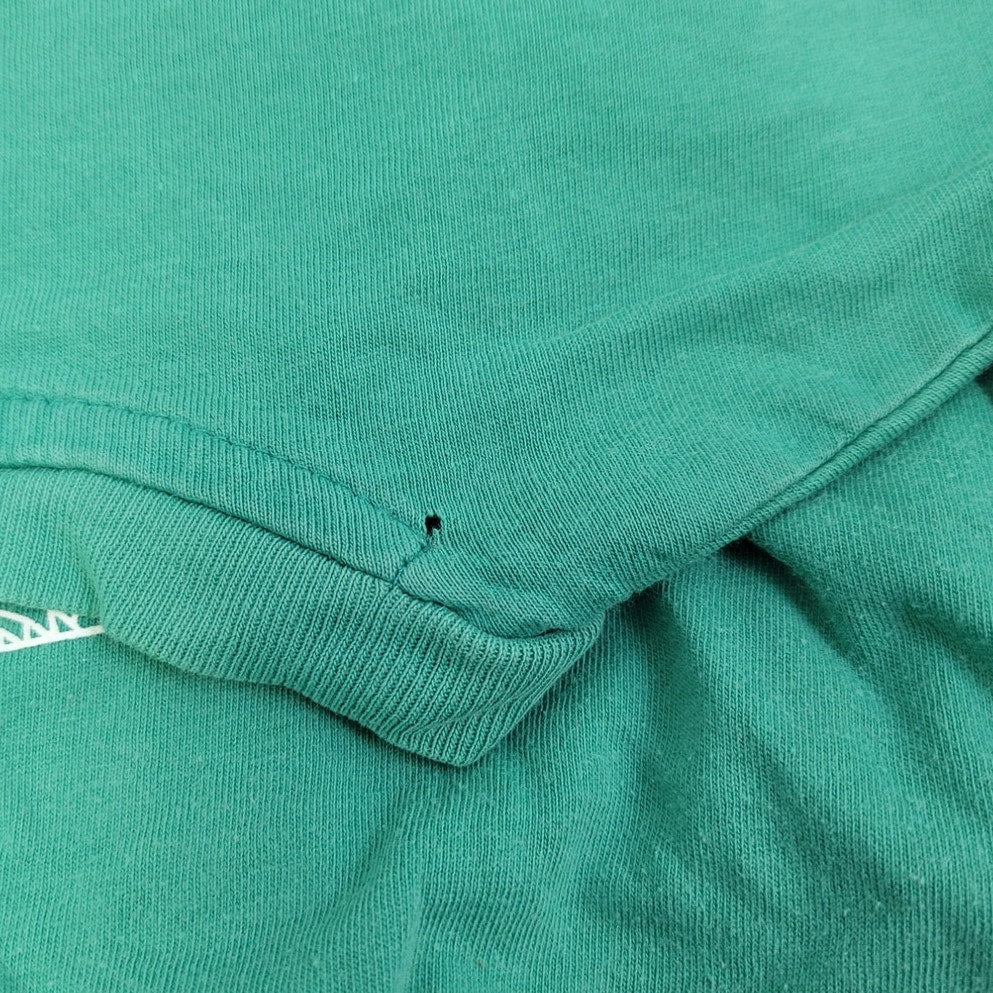 Hand Printed Upcycled Large Dragonfly on Green Cotton Blend V-Neck Tee
