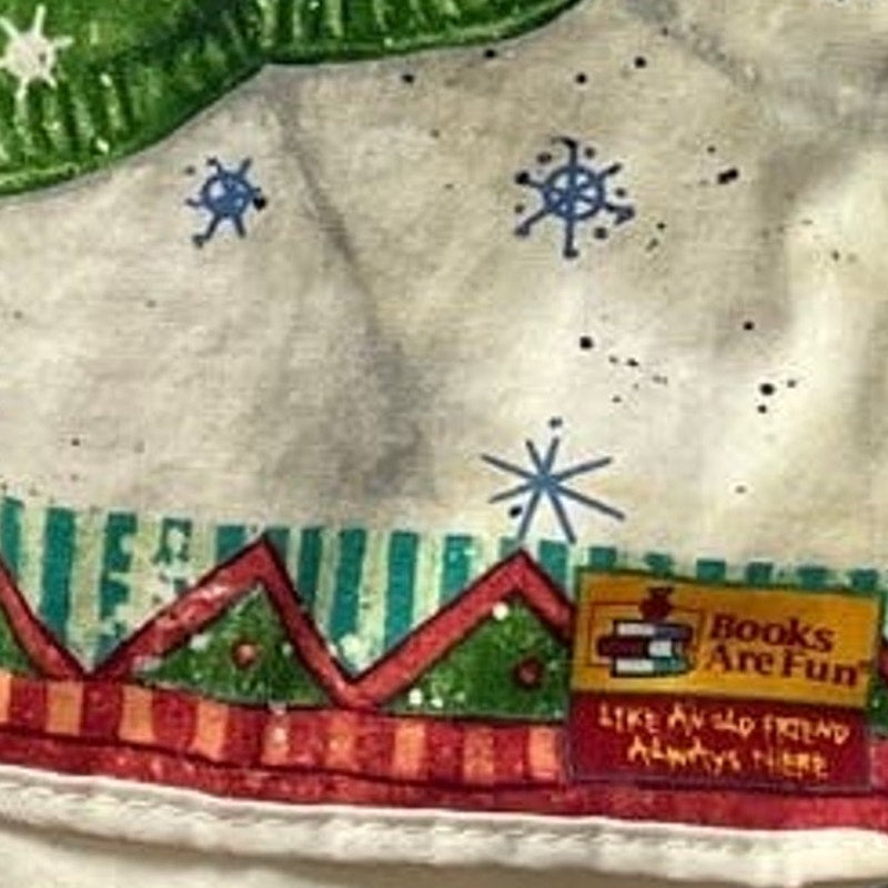 Books Are Fun Snow Kisses Large Double SIded Canvas Tote Book Carry All Bag