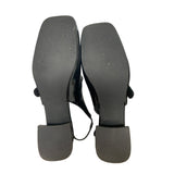 Womens Size 10 Black Faux Leather Slingback Mary Jane 1.75" Block Heel Shoes