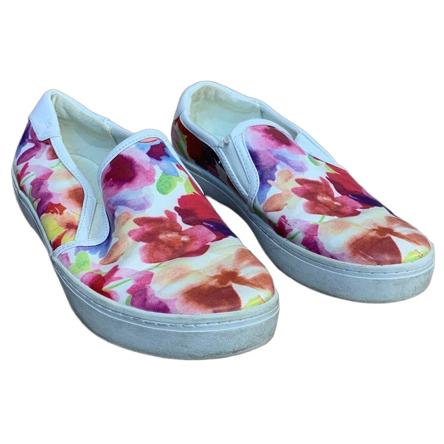 Liz Claiborne Size 7 Waverly Floral Faux Leather Slip On Tennis Shoes Sneakers