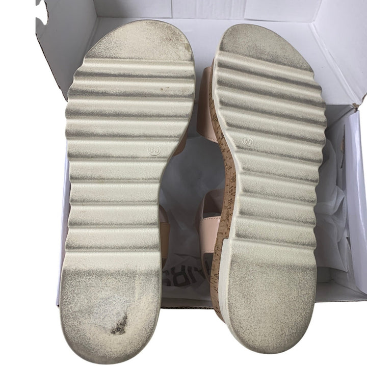Dream Pairs Womens 8.5 Tan Elastic Ankle Strap Open Toe 2.5" Platform Sandals
