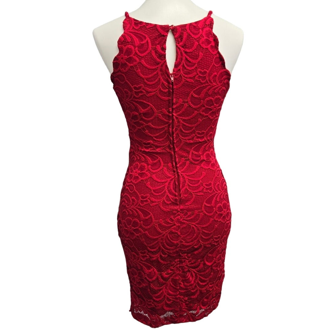 IN San Francisco Juniors Size 3 Strappy Sleeveless Lacy Overlay Body Con Dress