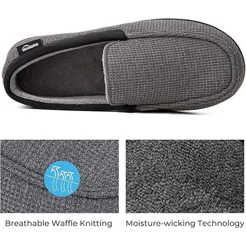 New HomeTop Mens Size 11 Gray Soft Slide On Memory Foam Moccasin Slipper Shoes