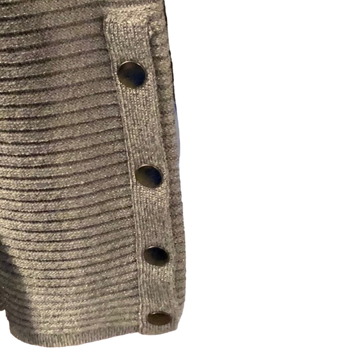 Alfani Small Rayon Blend Silver Metallic Long Sleeve Ribbed Scoop Neck Sweater