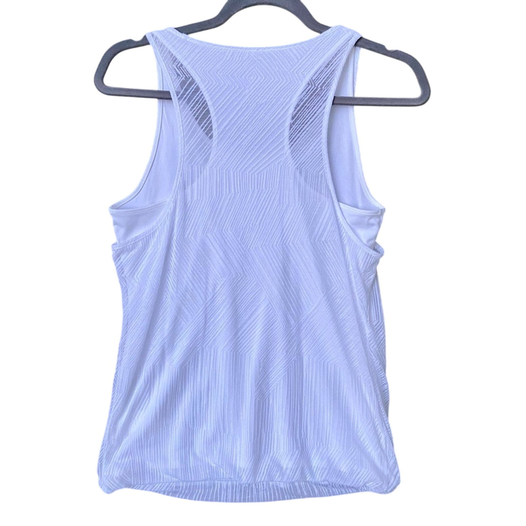 New Prana Womens Small White Sleeveless Striped Layered Athletic Tank Top