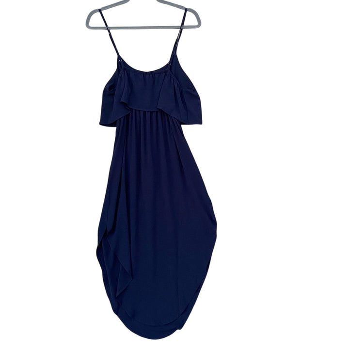 NWT New Nerlerolian Womens Large Navy Blue 100% Polyester Thin Strap Midi Dress