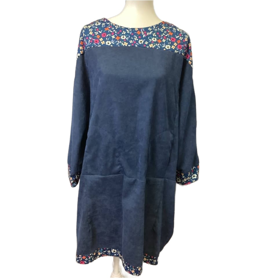 Cute Womens Plus Size 3X Long Sleeve Lightweight Corduroy Floral Midi Dress