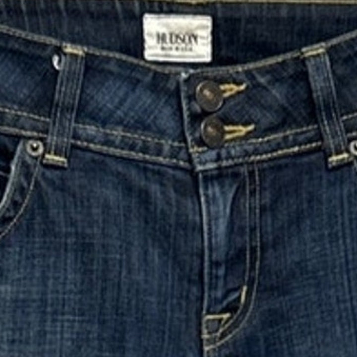 Hudson Womens Size 28 Petite Boot Cut Stretch Cotton Factory Fading Blue Jeans