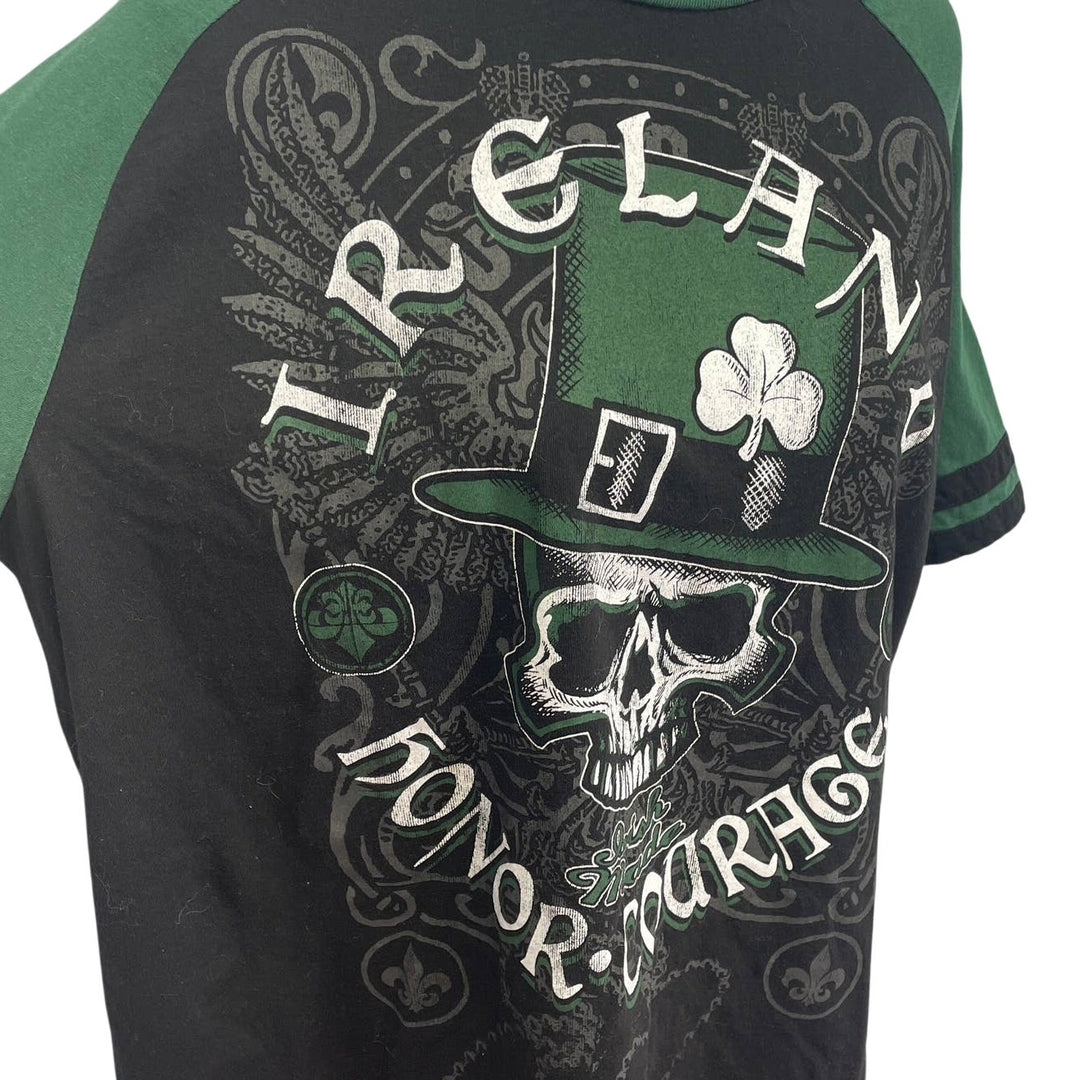 Lucky Tee Shirt Mens XL Ireland Skull Honor Courage 100% Cotton Short Sleeve Tee