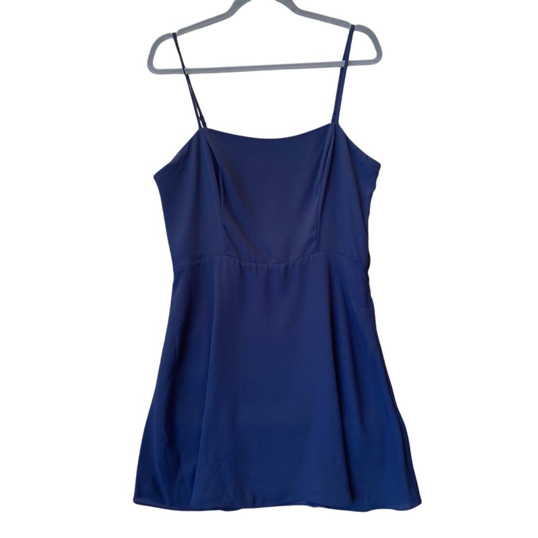 NWT New Socialite Womens Large Navy Blue 100% Polyester Fit n Flare Dress