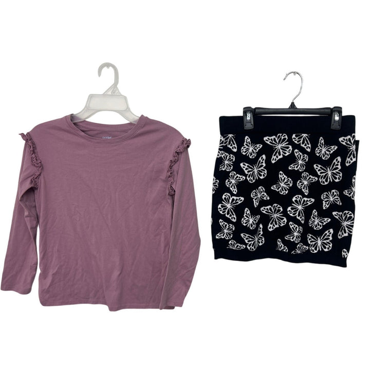 Lot of 2 New Cat &amp; Jack Art Class XL (14/16) Long Sleeve Top Butterfly Skirt