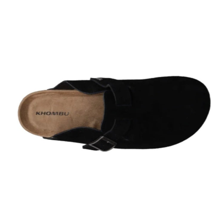 New In Box Khombu Mens Size 9 Black Faux Suede Damian Cork Slide On Mule Shoes