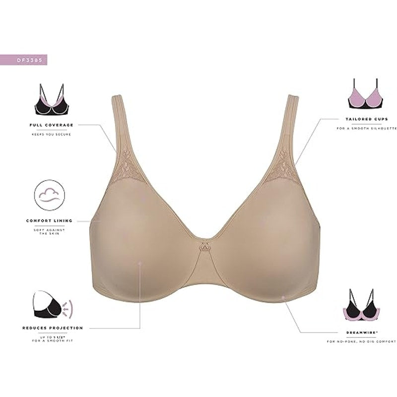 New Bali Womens 40DD Tan Passion Comfort Minimizer Full-Coverage Underwire Bra