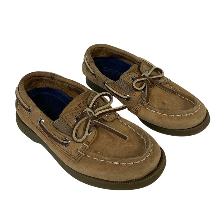 Sperry Topsider Toddler Boys Size 8 Tan Leather Slide On Boat Comfort Shoes