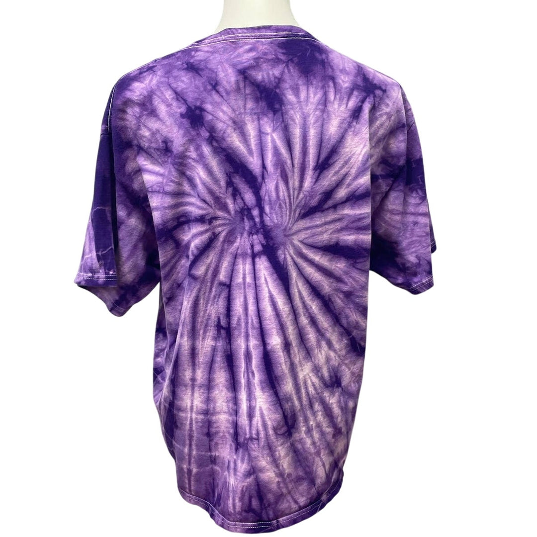 Hand Printed Upcycled Womens Large Dragonfly Short Sleeve Tie Dyed Tee T-Shirt