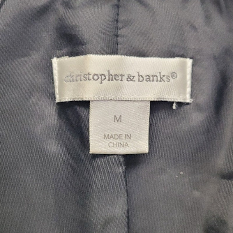 Christopher &amp; Banks Womens Medium PolyCotton Plaid Snap Up Vest w Front Pockets