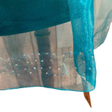 Handmade Upcycled Shiny Beaded Aqua Blue Lightweight Formal Sheer Poncho