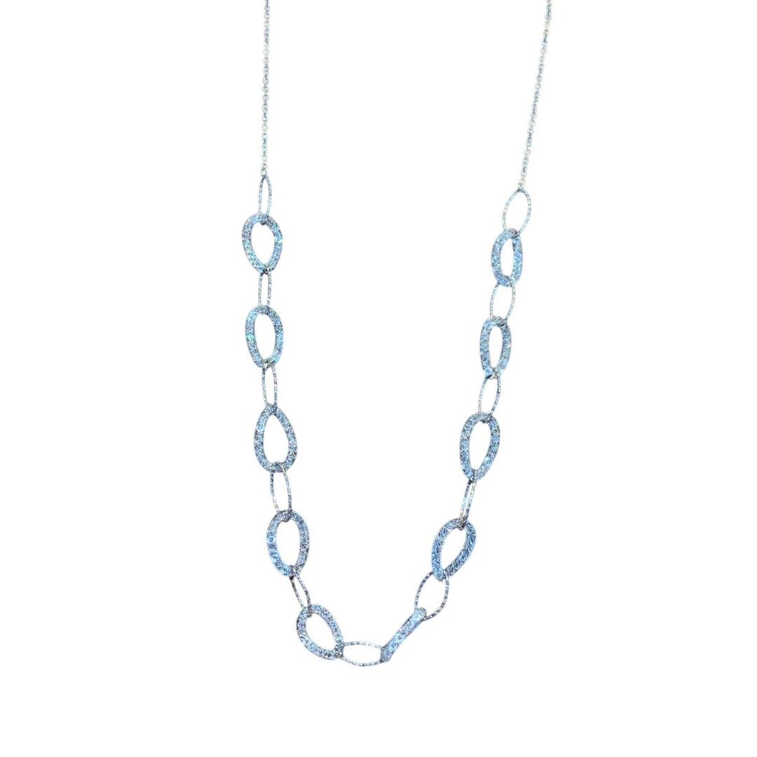 New 2pc Silver Pewter Chain Necklace Earring Jewelry Set Red Gift Box