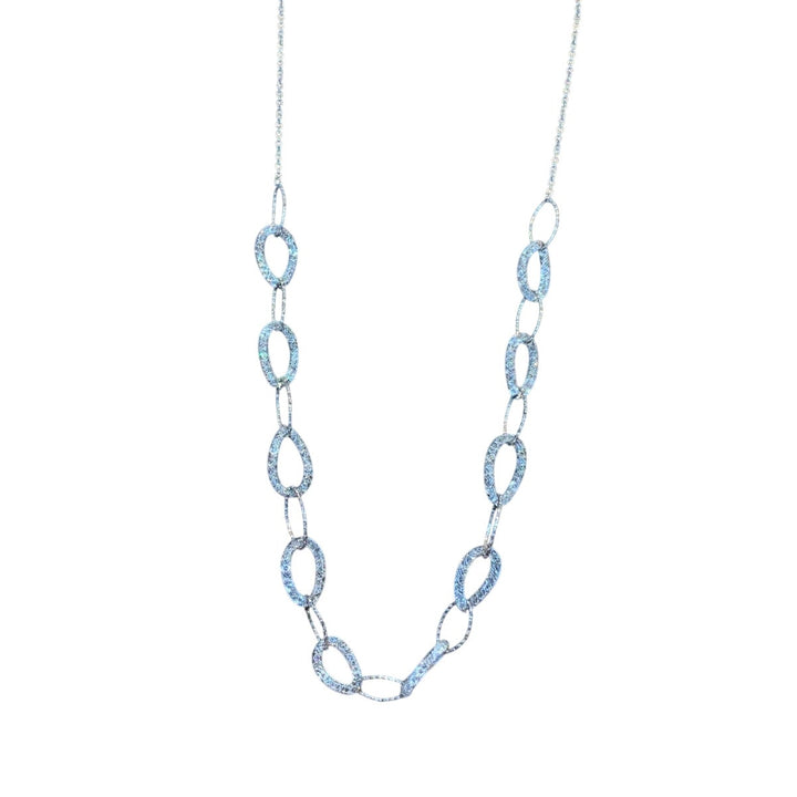 New 2pc Silver Pewter Chain Necklace Earring Jewelry Set Red Gift Box