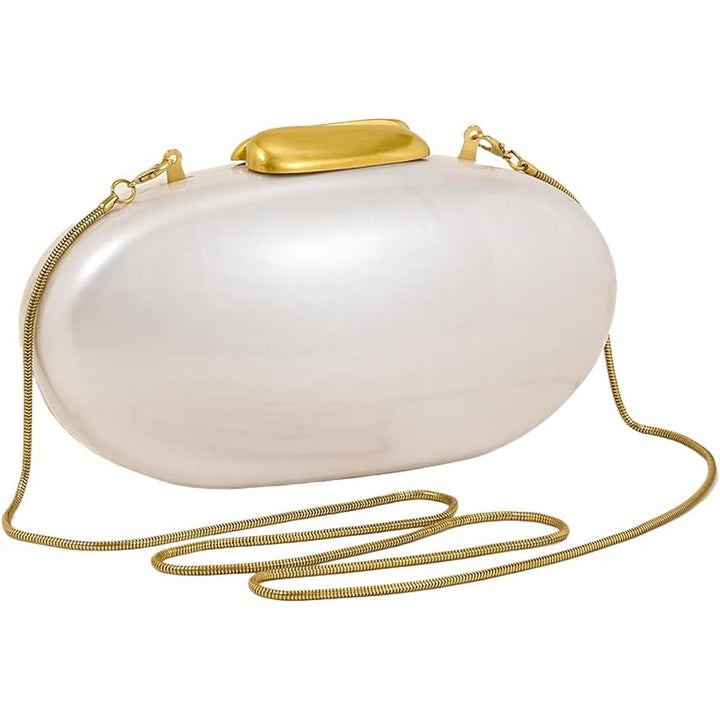 Ryxuzer Womens Pearl Acrylic Magnet Latch Detachable Chain Clutch Purse Handbag