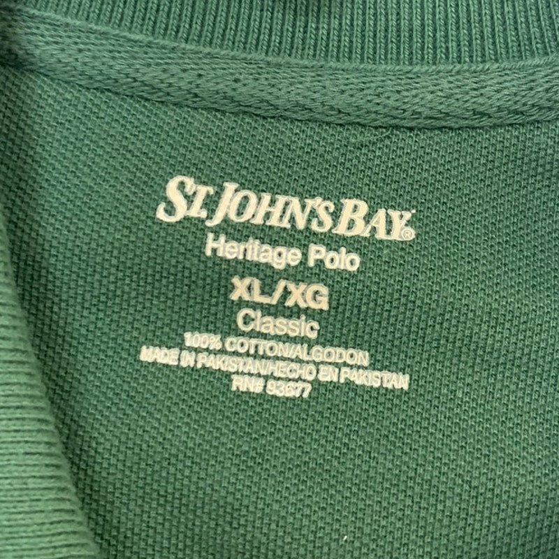 Lot of 2 St Johns Bay Mens XL Classic 100% Cotton Striped Green Red Polo Shirts