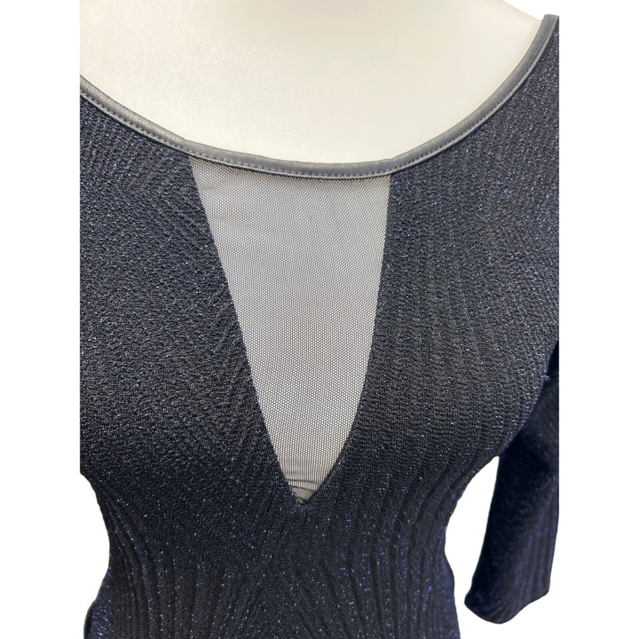 Love Chesley Womens Medium Long Sleeve Blue Glitter Nylon Blend BodyCon Dress