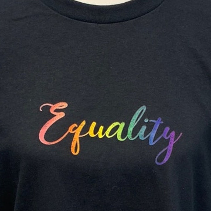 Hand Printed Unisex XL Equality Rainbow Pride Cotton Crew Neck Short Sleeve Tee
