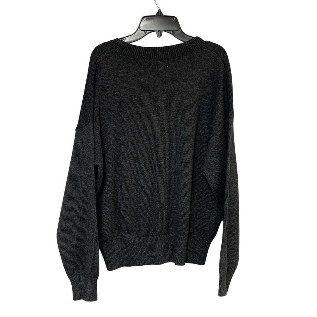 New Eddie Bauer Womens Small Heathered Charcoal Gray Signature V Neck Sweater