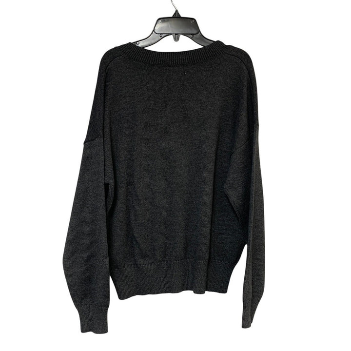 New Eddie Bauer Womens Small Heathered Charcoal Gray Signature V Neck Sweater