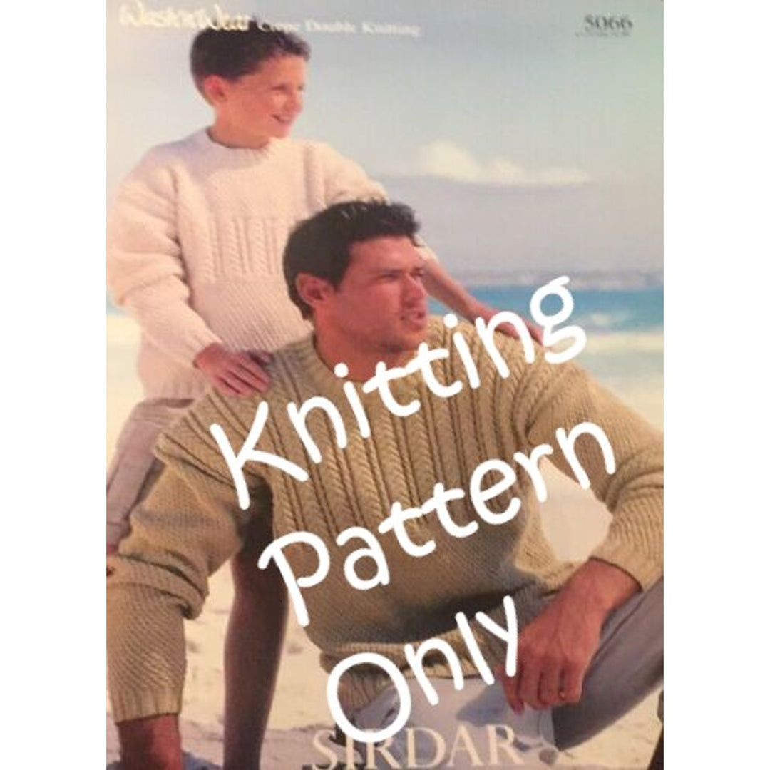 New Sirdar 5066 Wash N Wear Men Boys Crepe Double Knitting Pullover Pattern