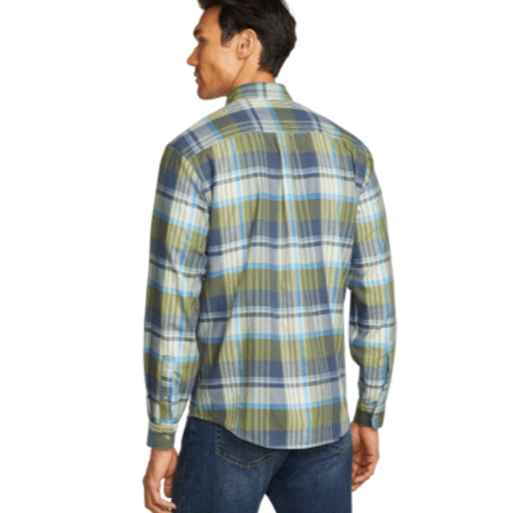 New Eddie Bauer Mens Small Green Plaid Tidelands Lightweight Button Down Shirt