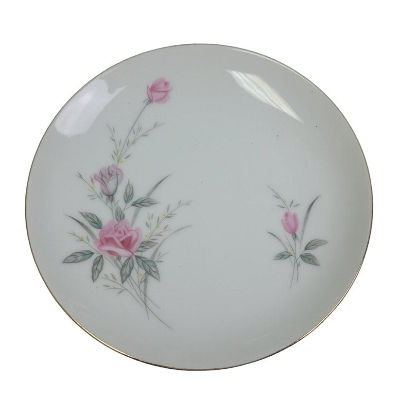 4 Vintage Golden Rose Flower Gold Rim Fine China Japan Small Salad Plates
