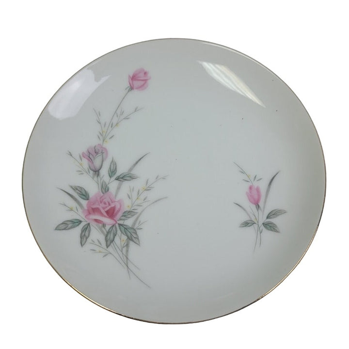 4 Vintage Golden Rose Flower Gold Rim Fine China Japan Small Salad Plates