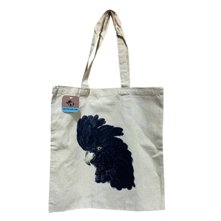 New Hand Printed Cockatoo Parrot Bird Canvas Tote Book Ukraine Artist Fundraiser